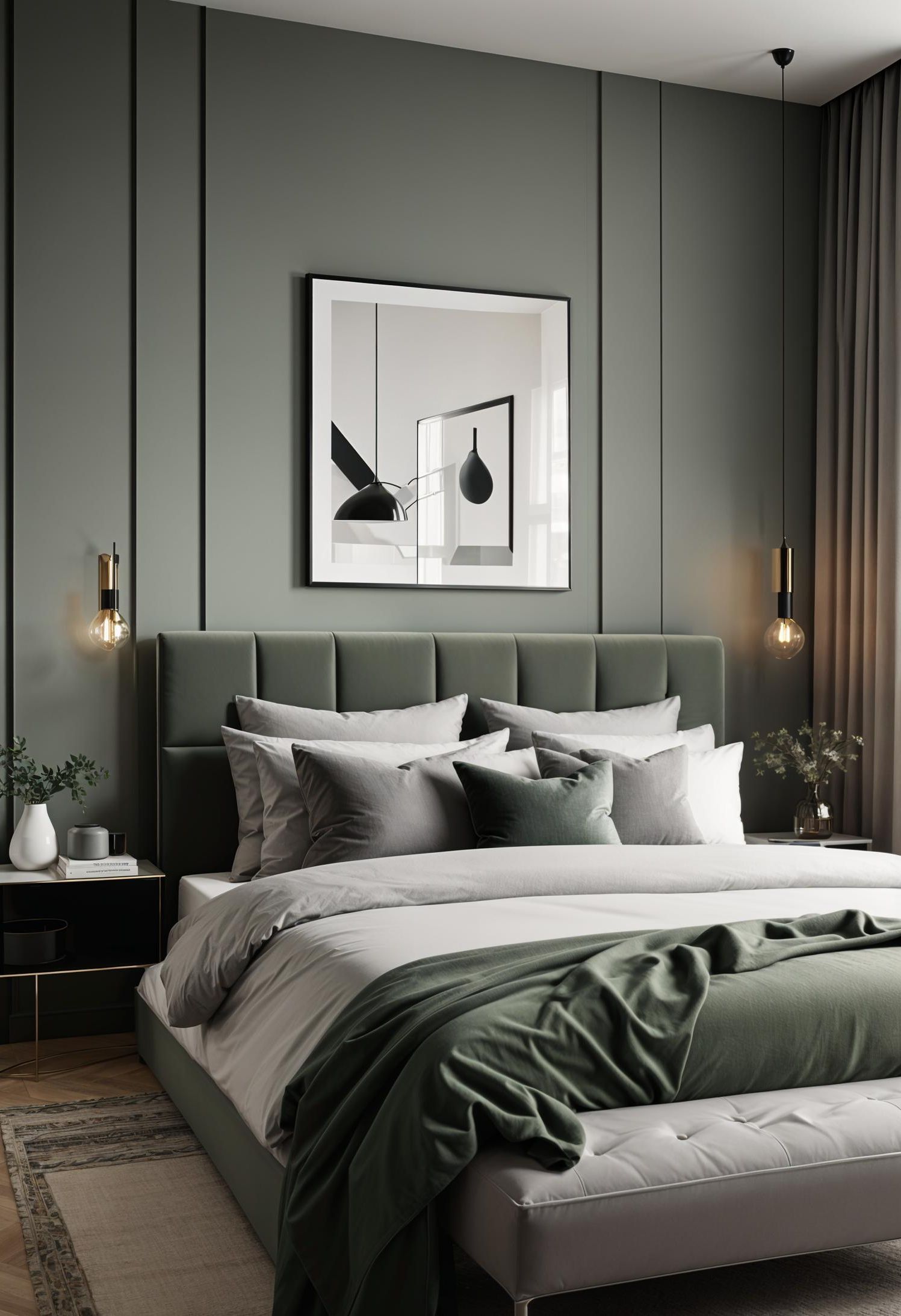6. Grey Furniture with Green Wall Panels - photo 2