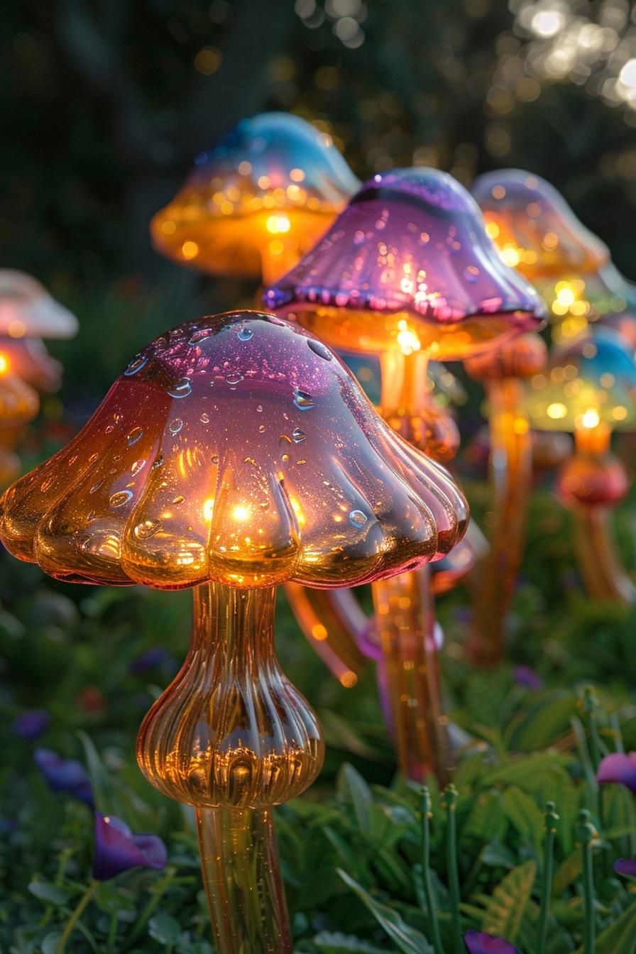 22. Glass Mushroom Yard Decor - photo 2