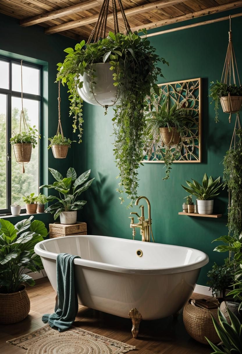 1. Boho Bathroom Plant Hangers