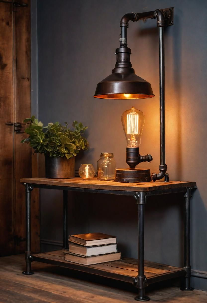 6. Edison Bulb Pipe Table Display