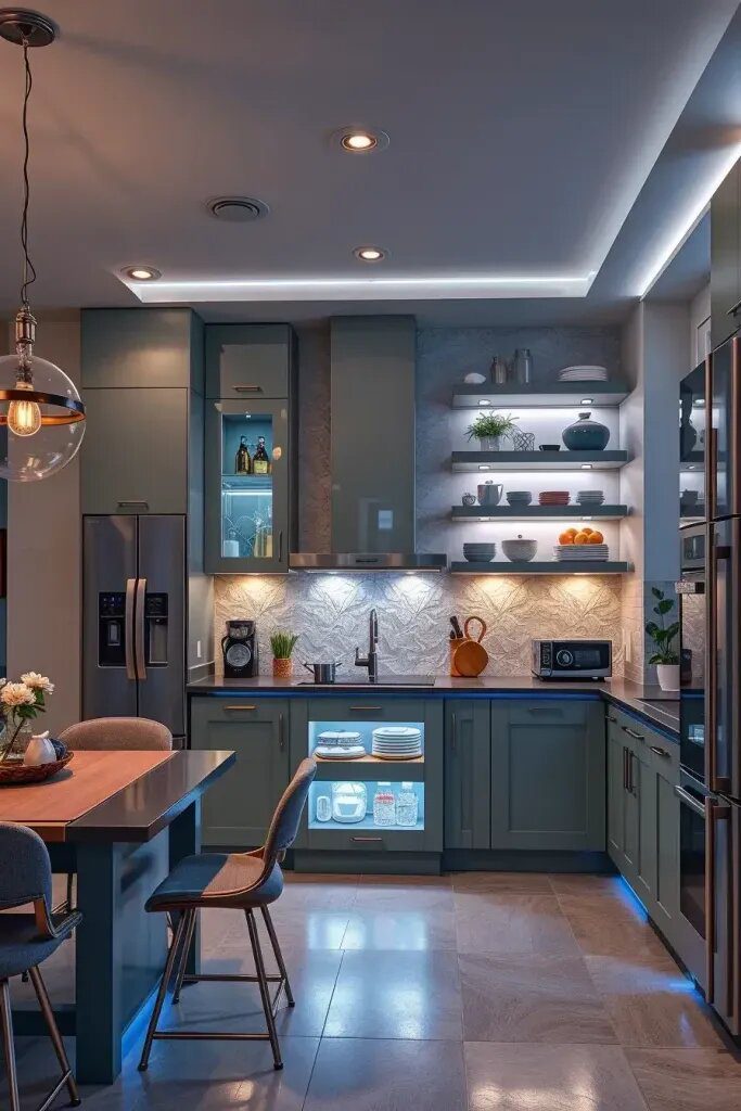 Calming Sage and Blue LED Lighting Ideas - photo 2