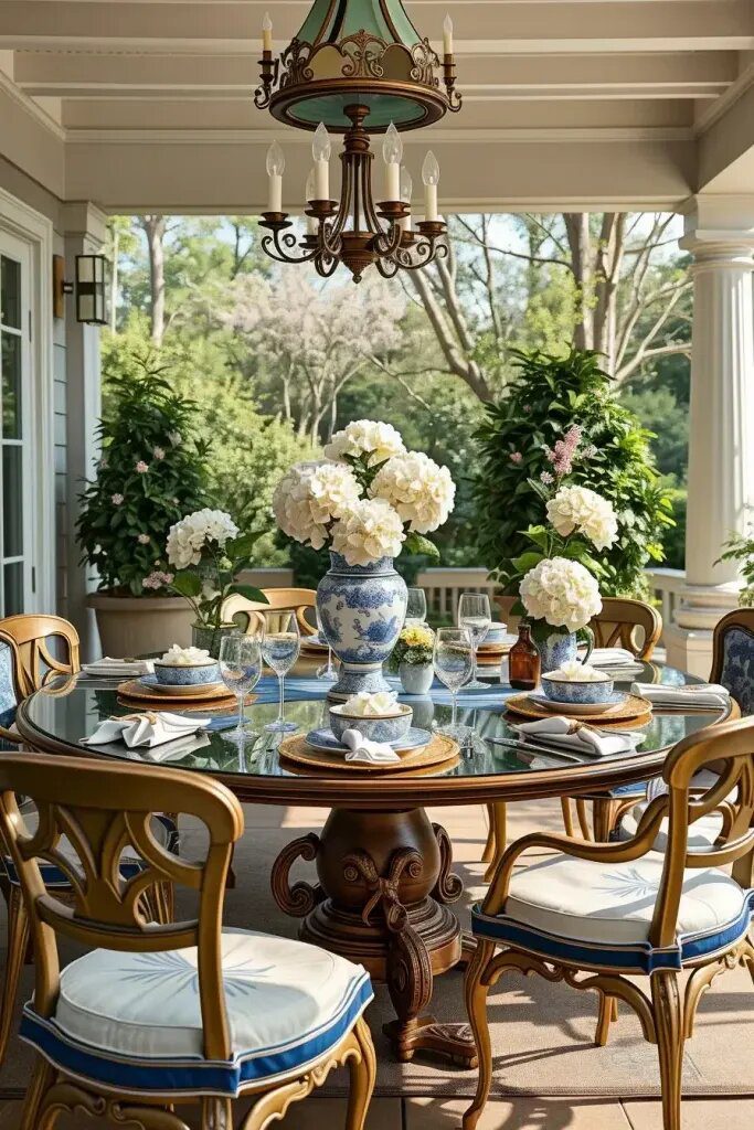 Blue and White Porcelain on the Patio Table - photo 2