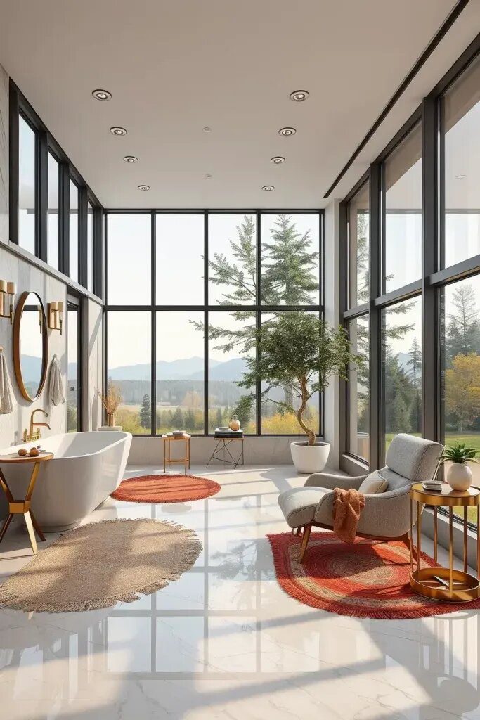 Cozy Lounge Seating in Master Bathrooms