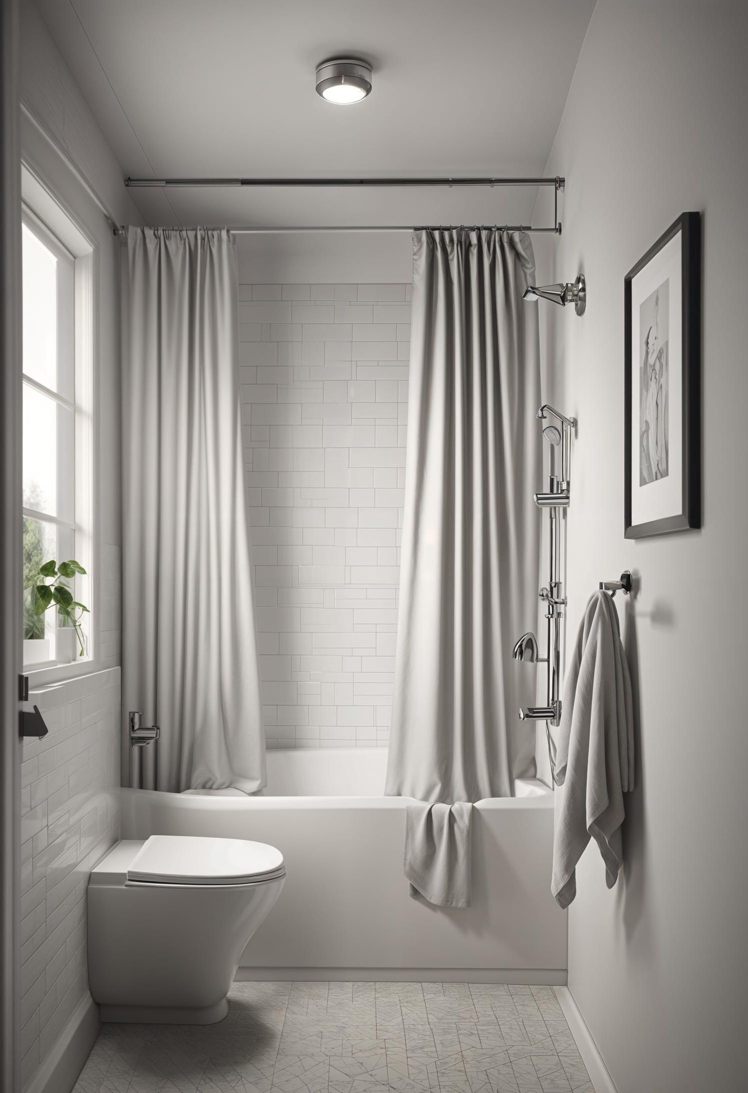 8. Curtain Rail Trick for Taller Ceilings
