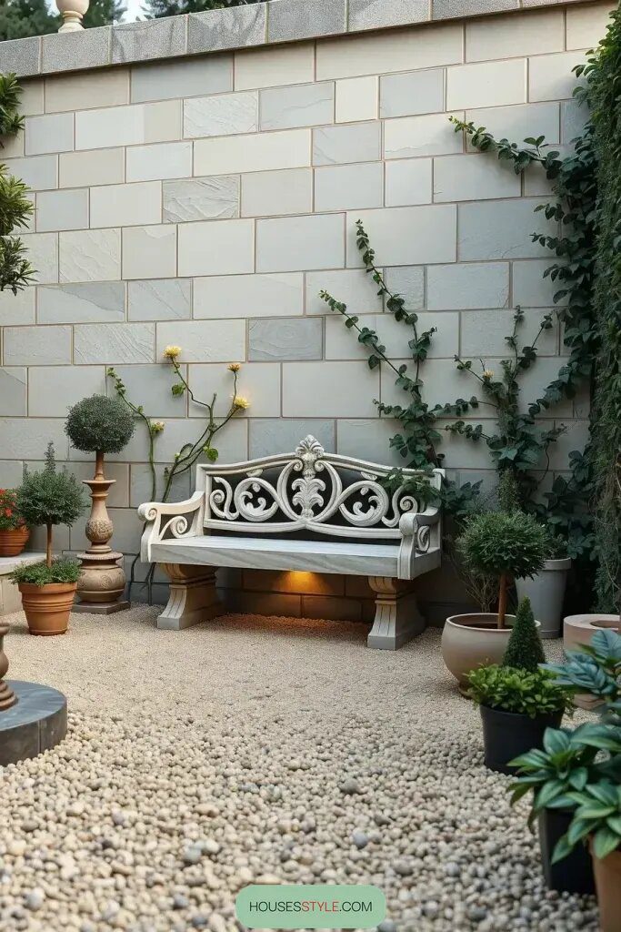 Stone Walls Paired with Elegant Benches - photo 2