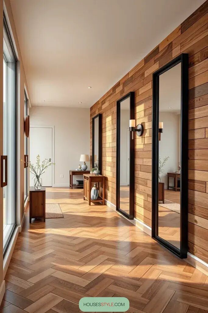Stylish Black-Framed Mirrors in Rustic Spaces
