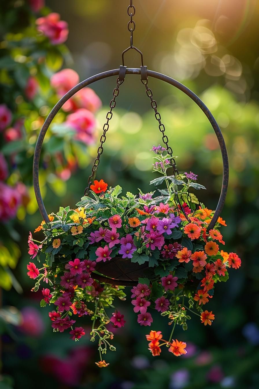 23. Circular Hanging Planters for Flowers