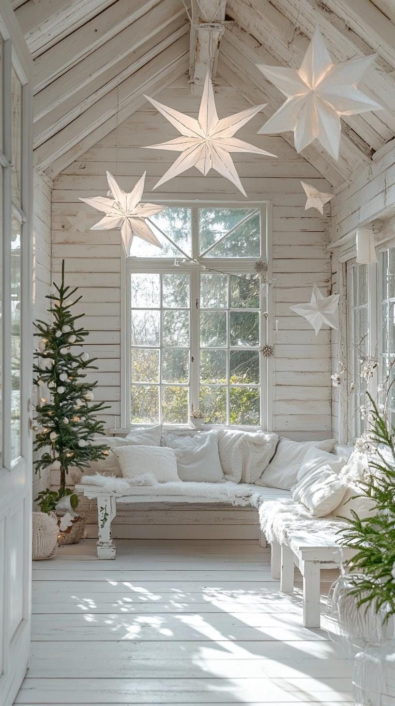 9. All-White Scandinavian Sunroom Decor