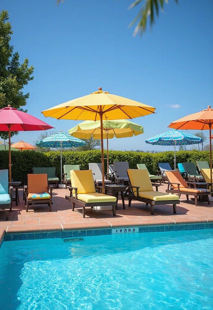 16. Add Colorful Poolside Umbrellas