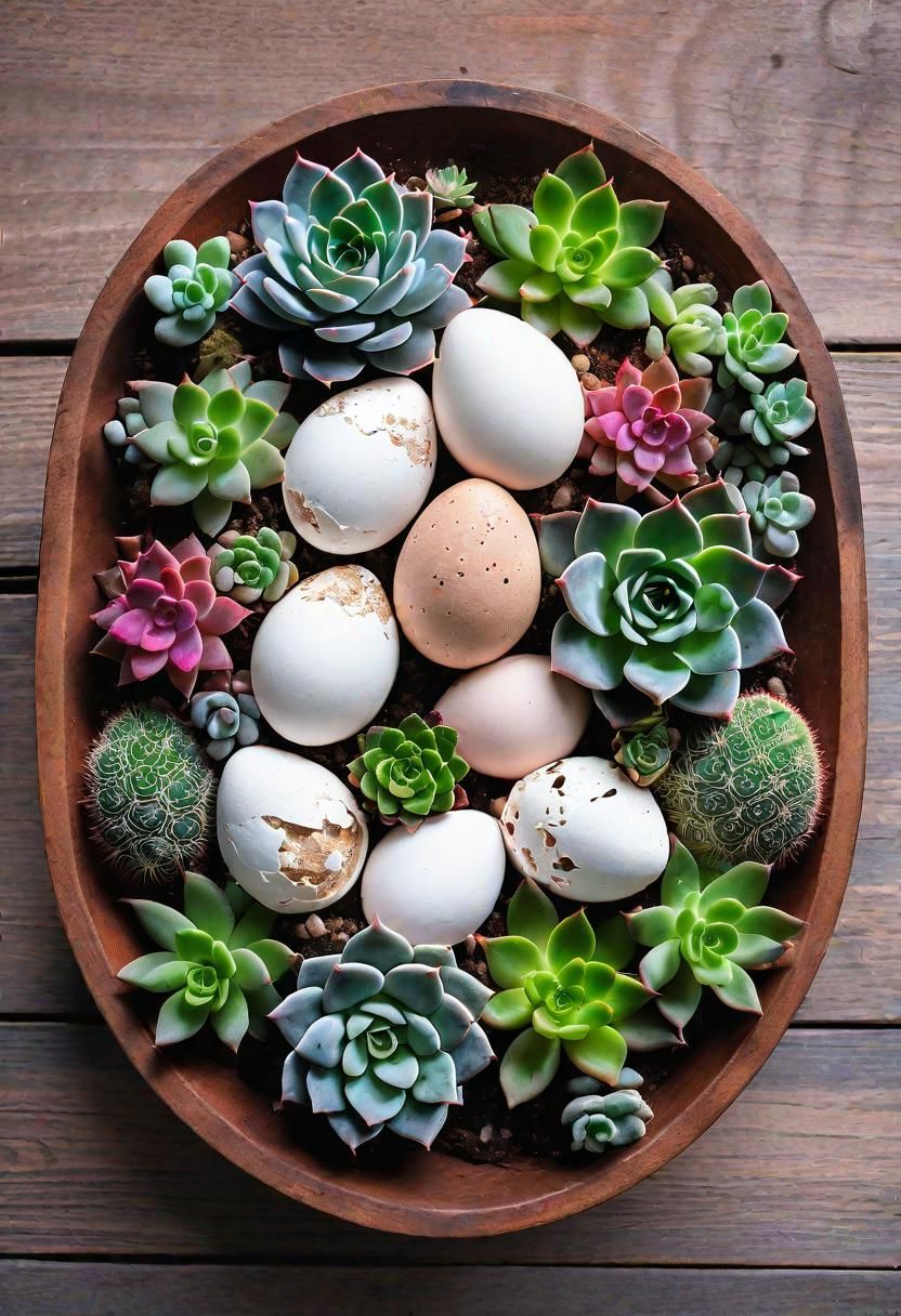 1. Succulent Eggshell Centerpieces