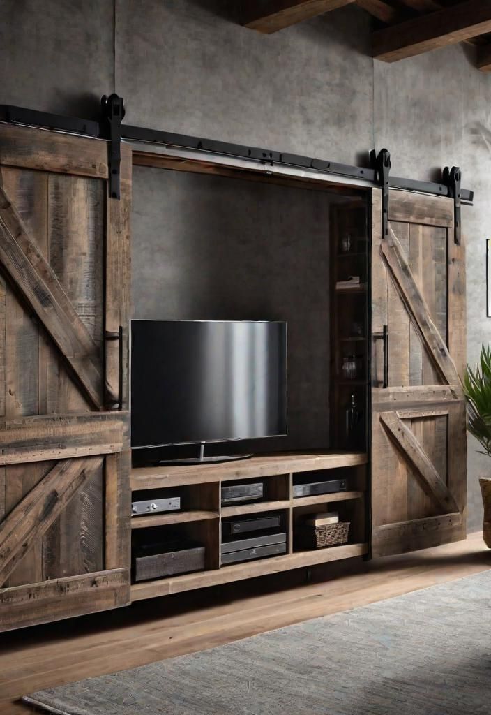 2. Barn Door TV Cabinet Style