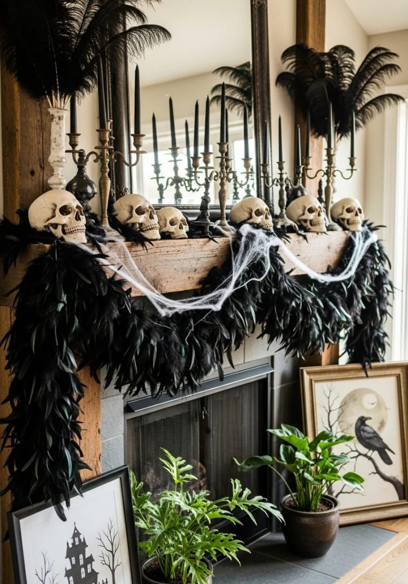 15. Skulls and Dark Feathers on the Mantel - photo 2