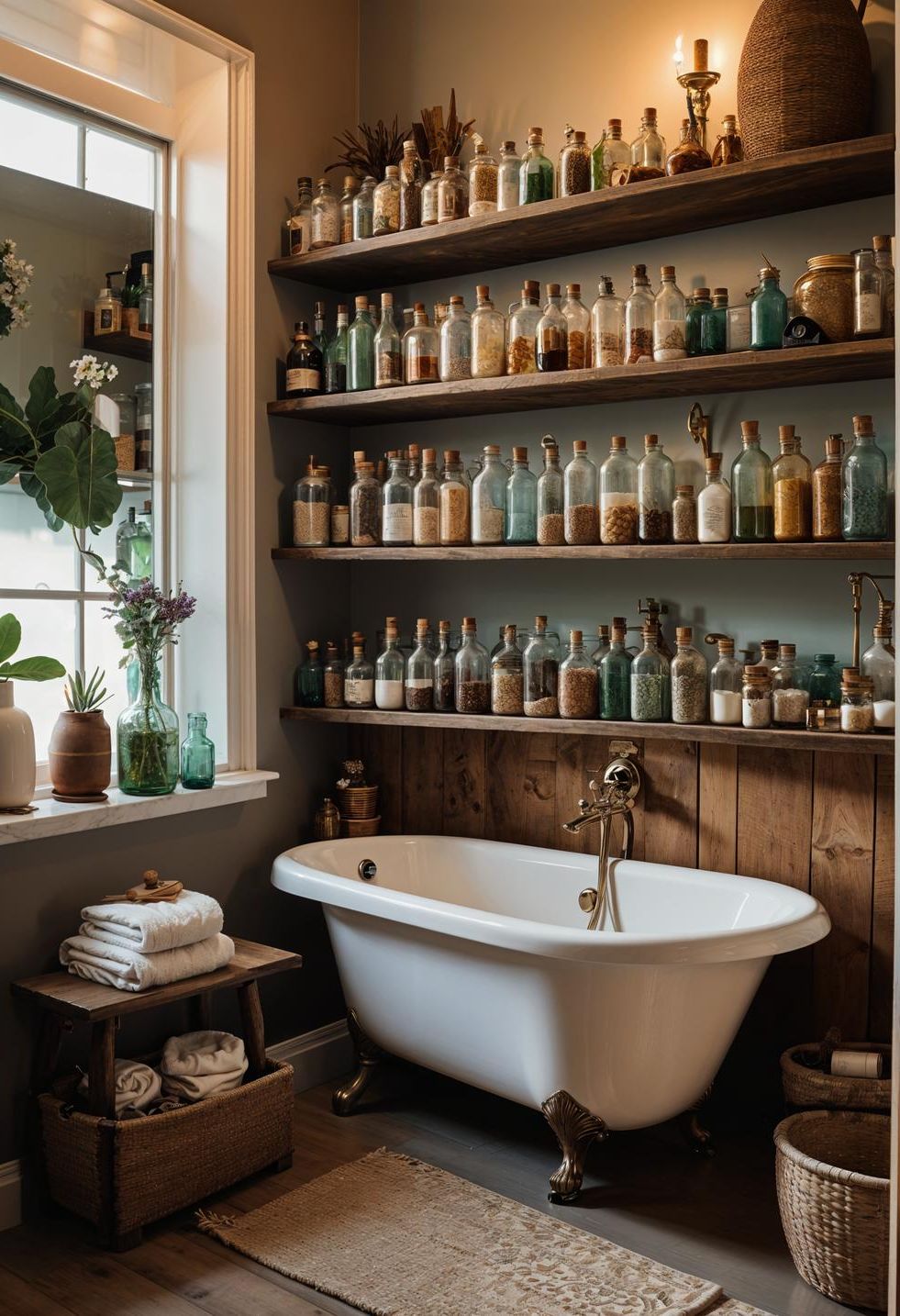 23. Displaying Vintage Bath Storage Pieces