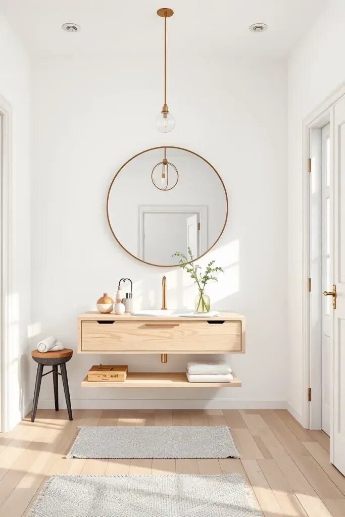 1. Cozy Scandinavian Bathrooms with Light Wood Tile