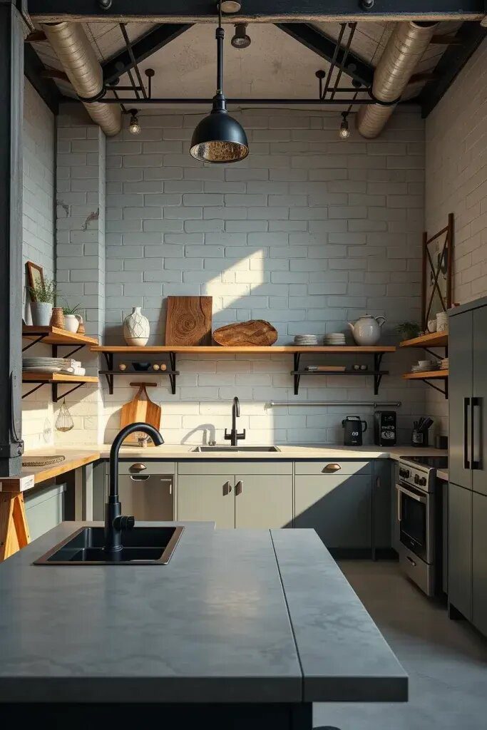 Gray Cabinets with Concrete Countertops for Urban Style - photo 2