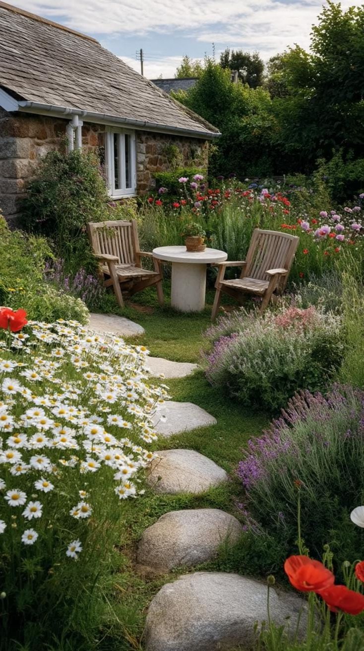 17. Stone Chairs Set in a Wildflower Maze - photo 3