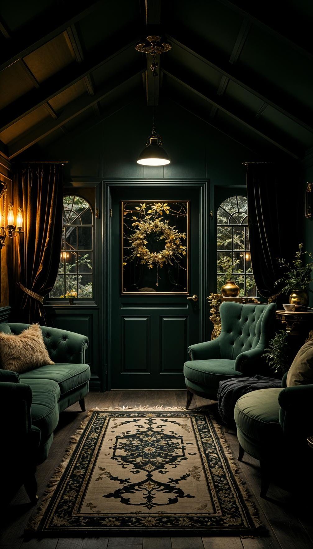 14. Dark Green She Shed with Moody Accent Lighting - photo 2