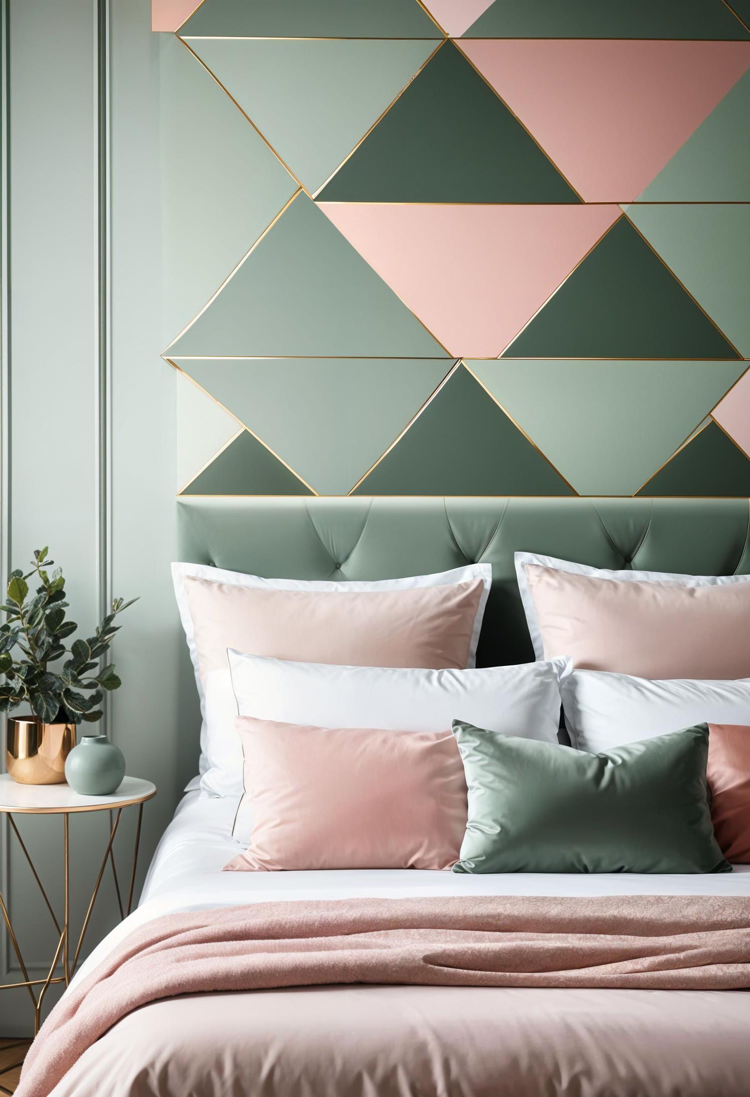 22. DIY Geometric Fabric Headboard