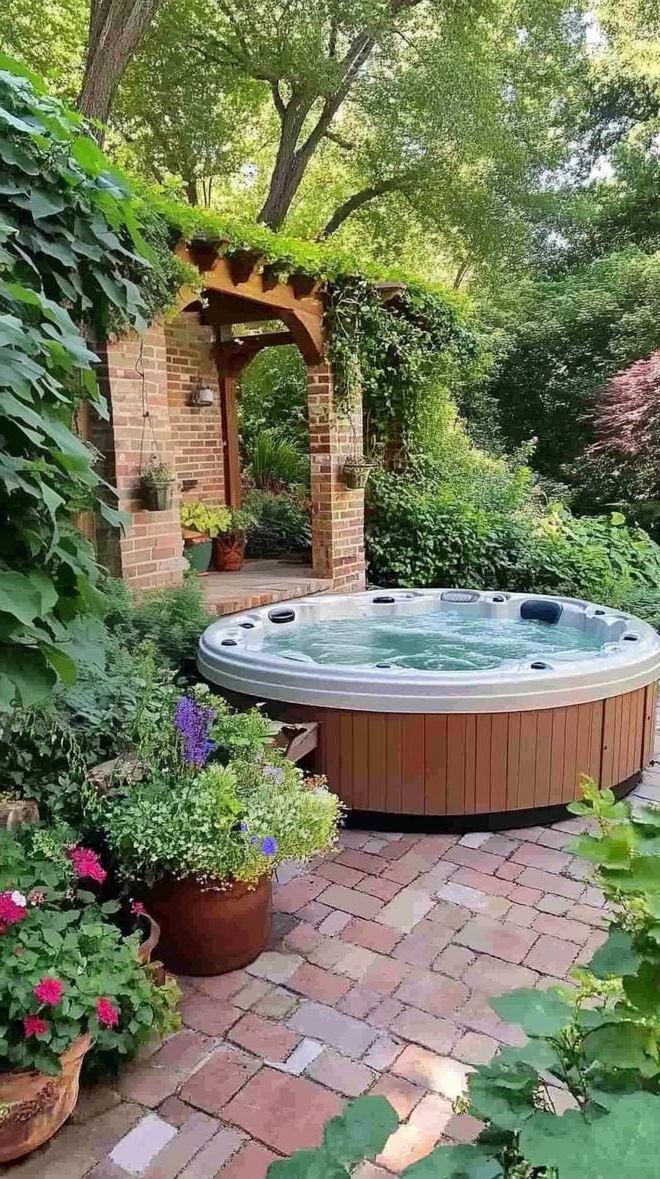 7. Have You Seen The Cozy Hidden Hot Tub Nook In Our Backyard Garden?