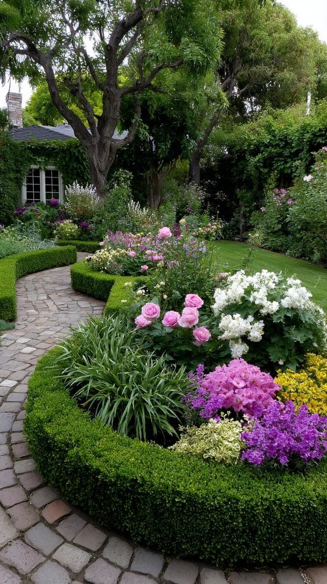10. Garden Beds Framed by Lush Greenery