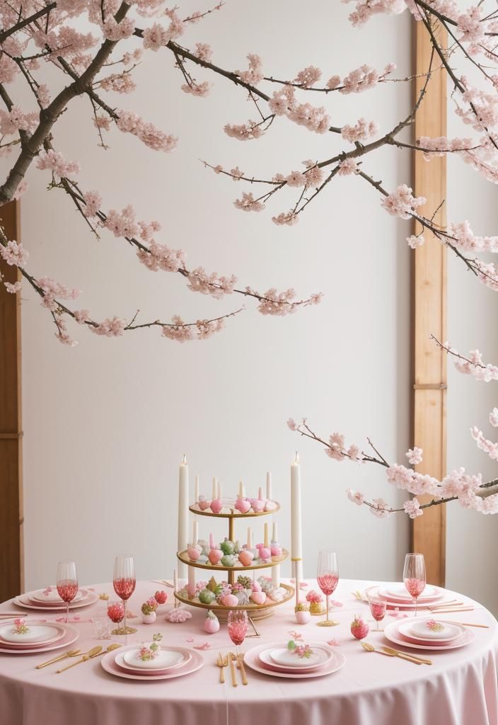 21. Cherry Blossom-Themed Easter Table Ideas