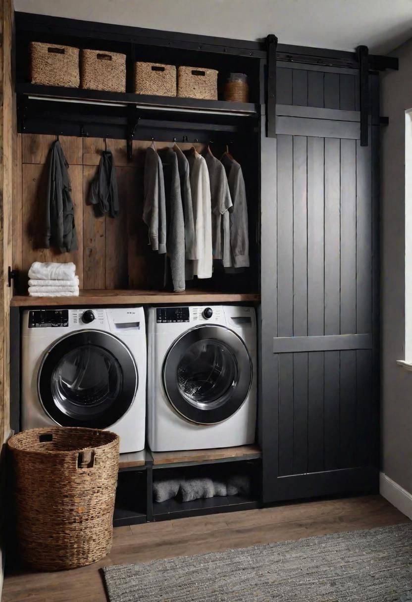 1. Barn Door Floating Shelves Cabinet