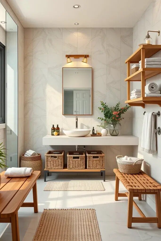 Rustic Wicker Baskets for Bathroom Storage