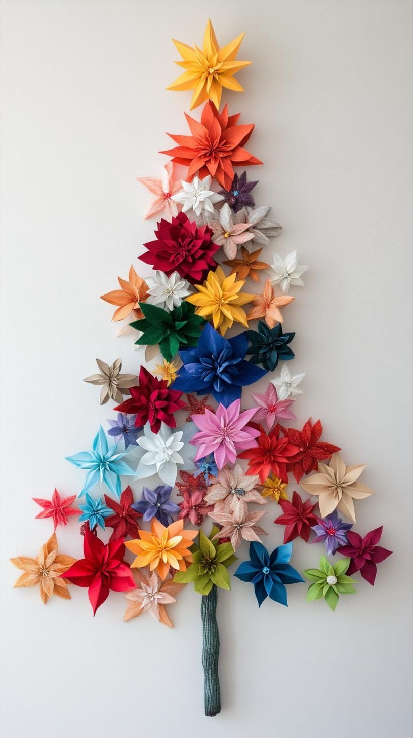 6. Abstract star-pattern tree artwork multicolor