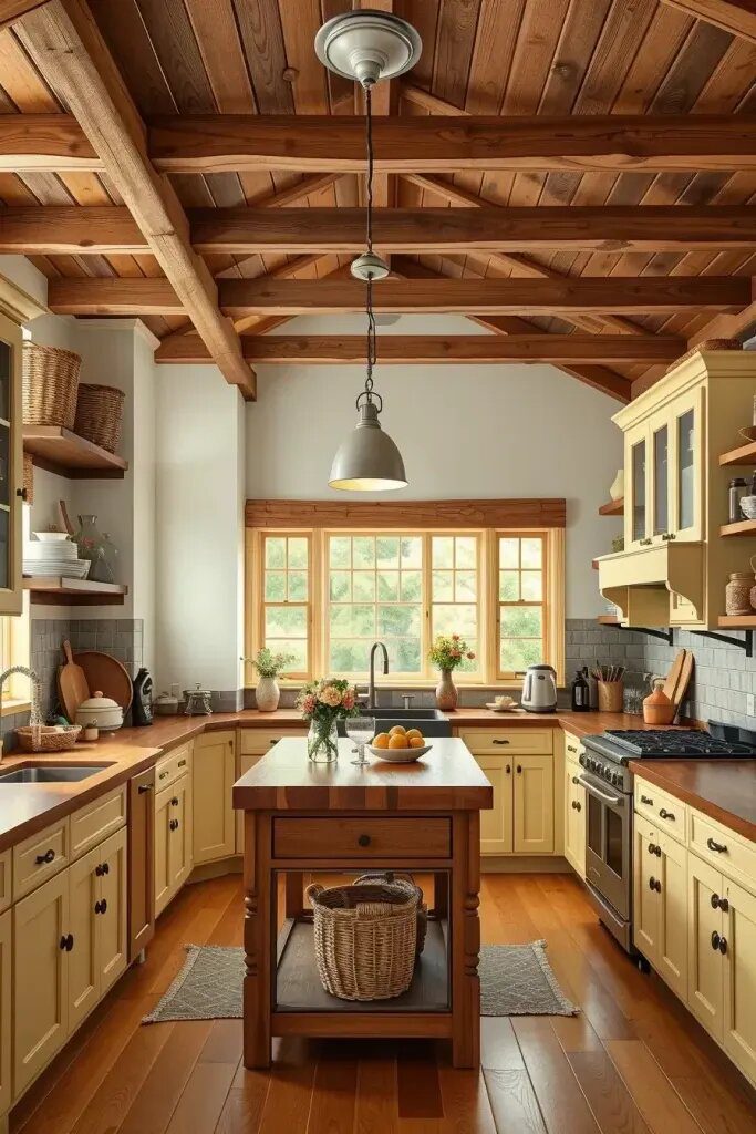 Warm Pairing: Butter Yellow And Wood Tones Together