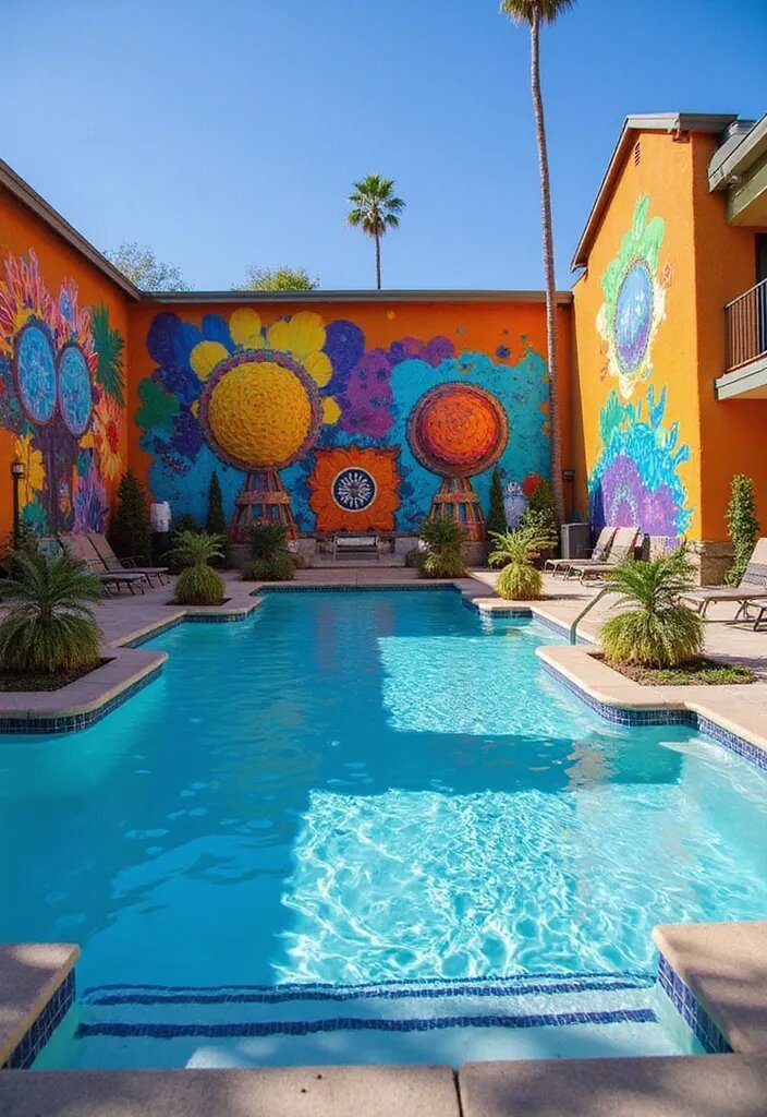 6. Display Colorful Artwork by the Pool