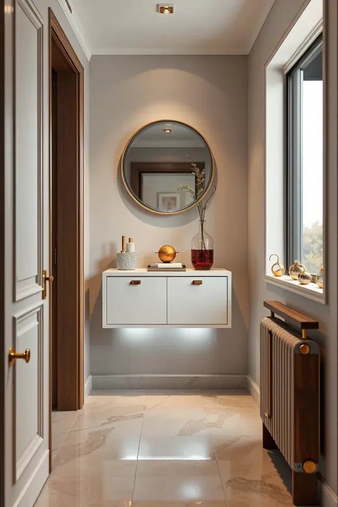 Floating Cabinets for a Modern Hallway Look