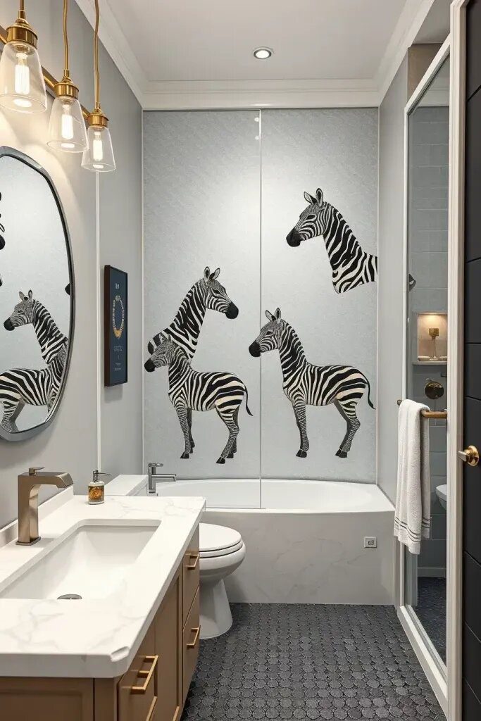 Monochrome Zebra Print for Modern Bathrooms