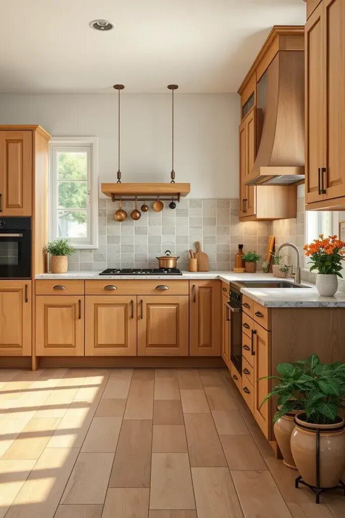 Organic Wood Cabinets With a Natural Finish