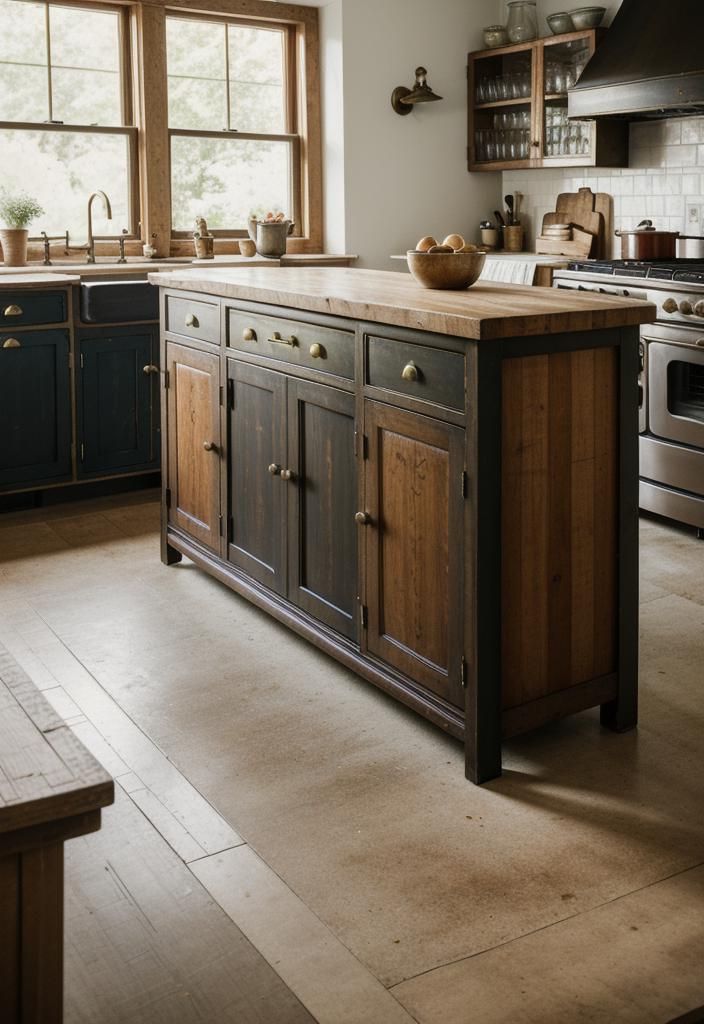 3. Vintage Farmhouse Island Design