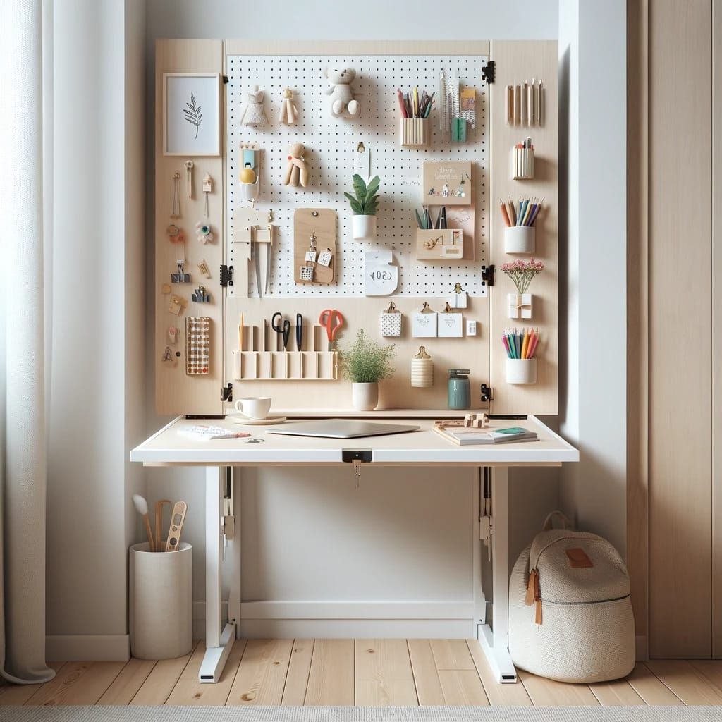14. Fold-Down Desks Paired With Wall Organizers