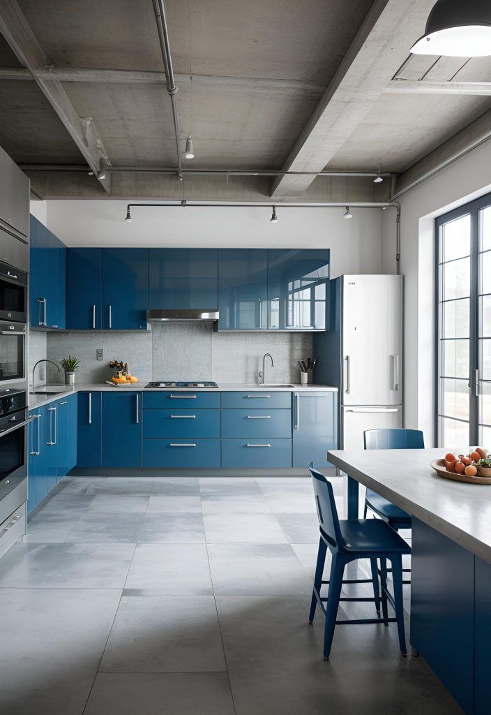 39. Industrial Dolphin Blue Cabinet Style