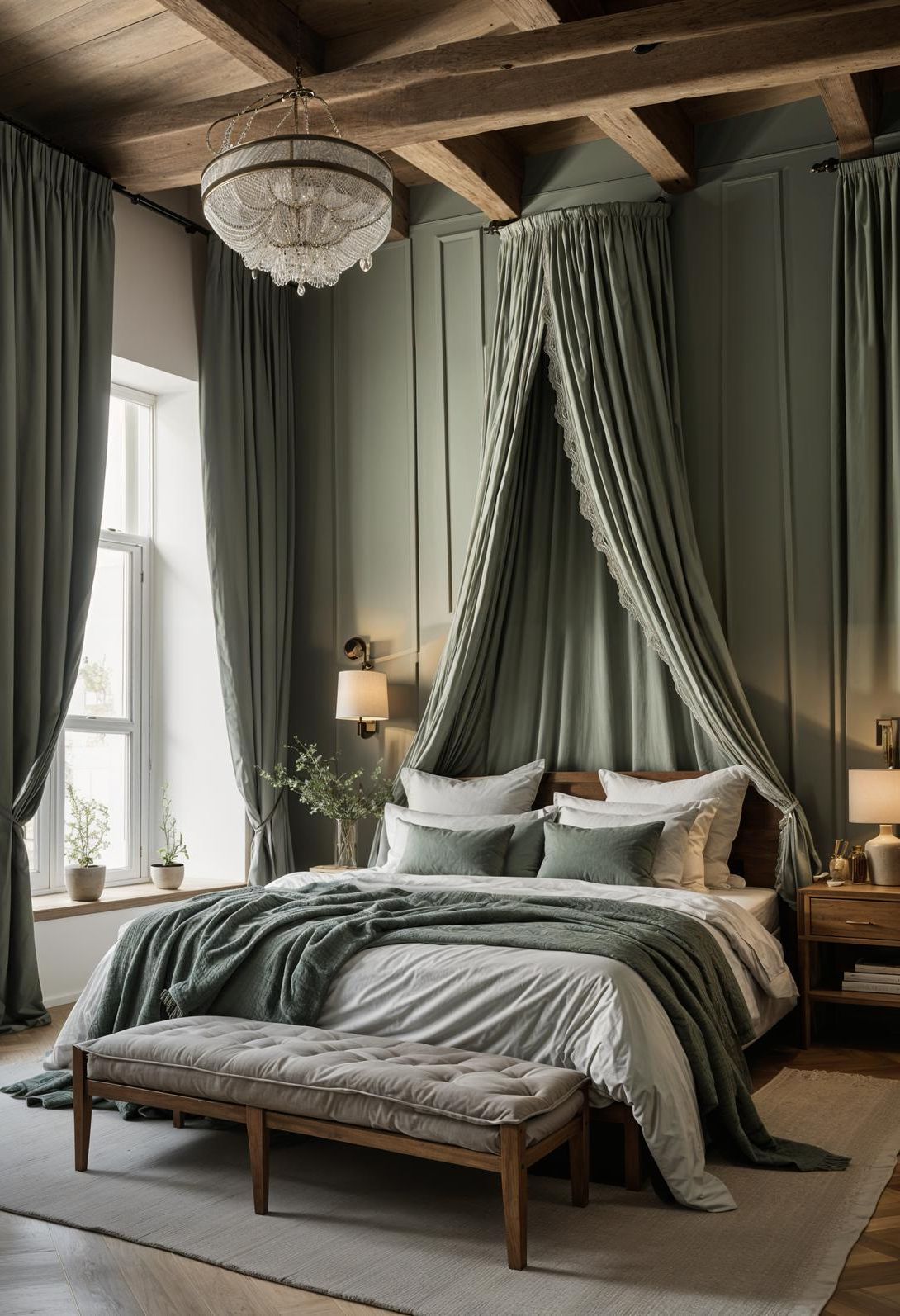 5. Romantic Sage and Grey Bedroom - photo 2