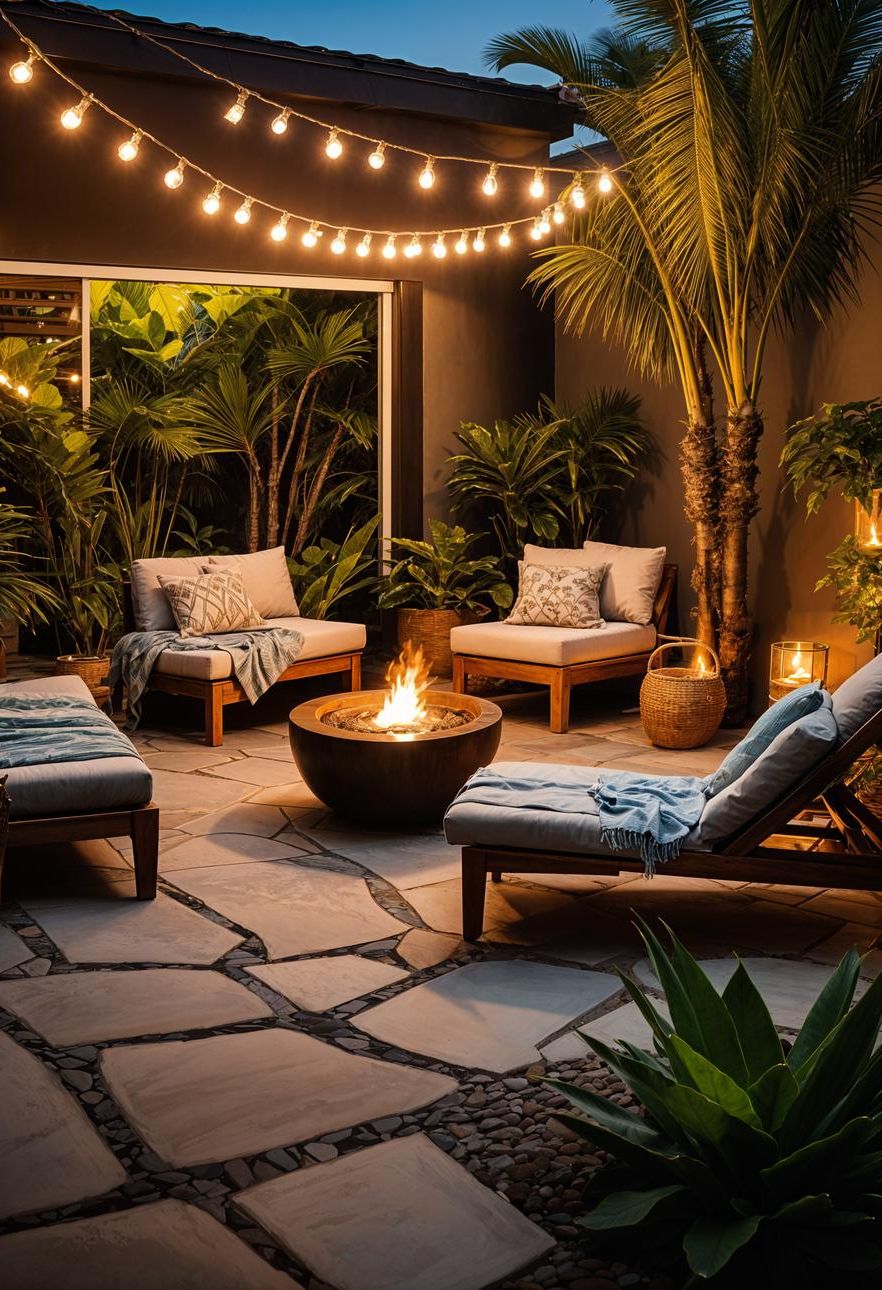 21. Tropical-Style Flagstone Patio Retreat