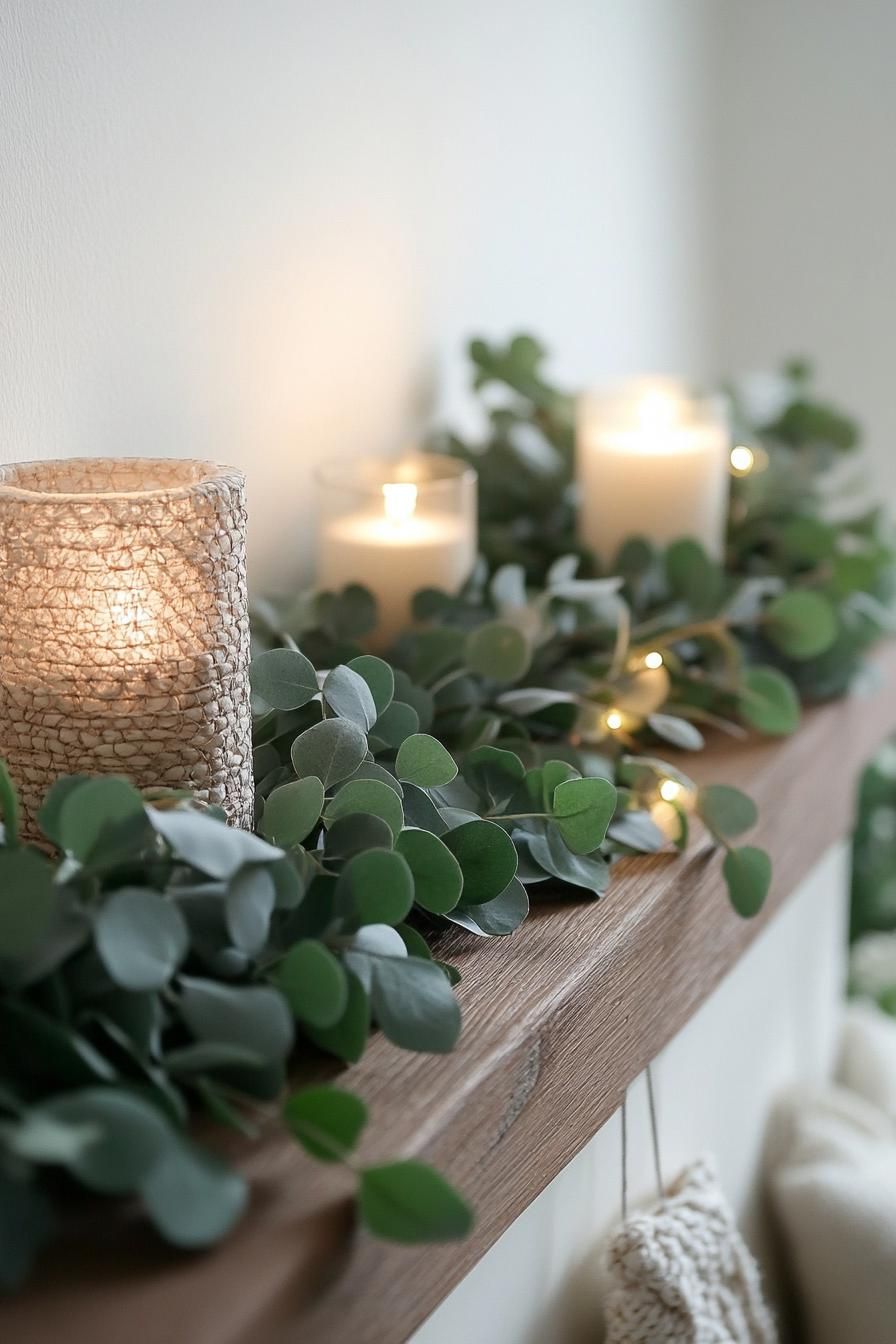 14. Subtle Eucalyptus Greenery for the Holidays