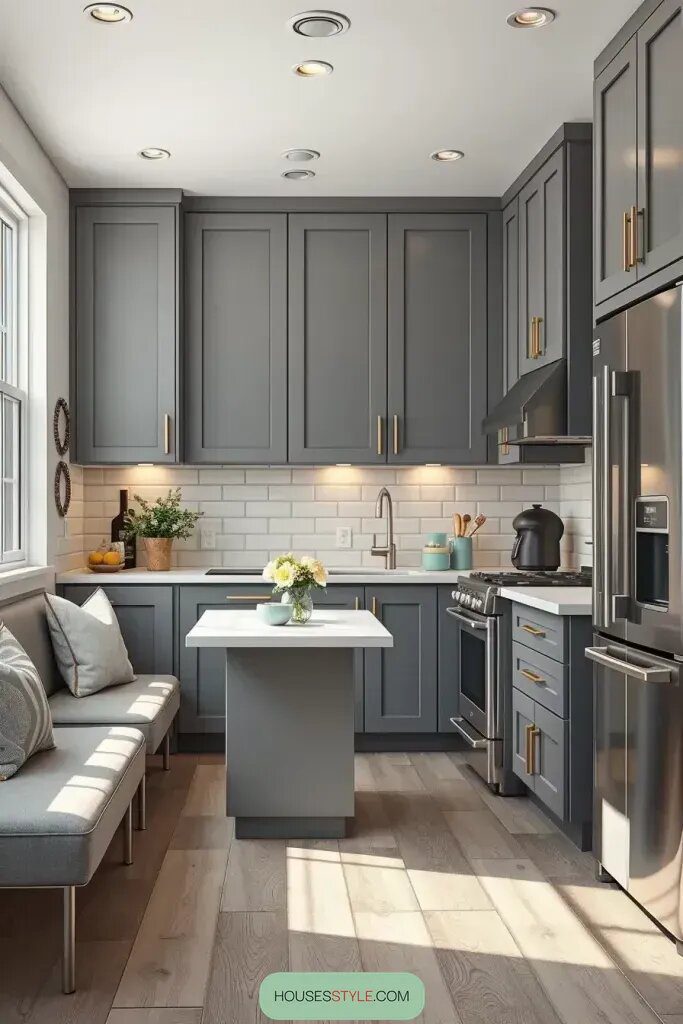 Slate Gray Cabinets in Compact Kitchen Layouts - photo 2