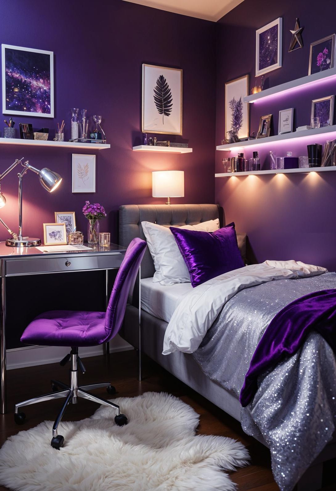 21. Purple and Silver Dorm Decor - photo 3