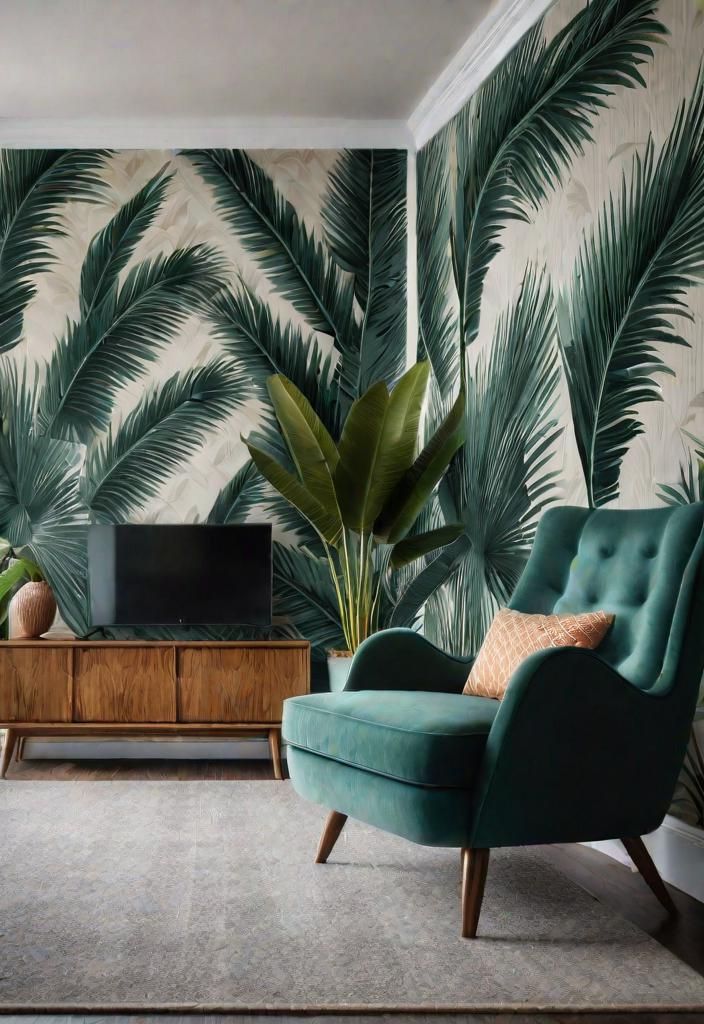 22. Bold Tropical Wallpaper Accents