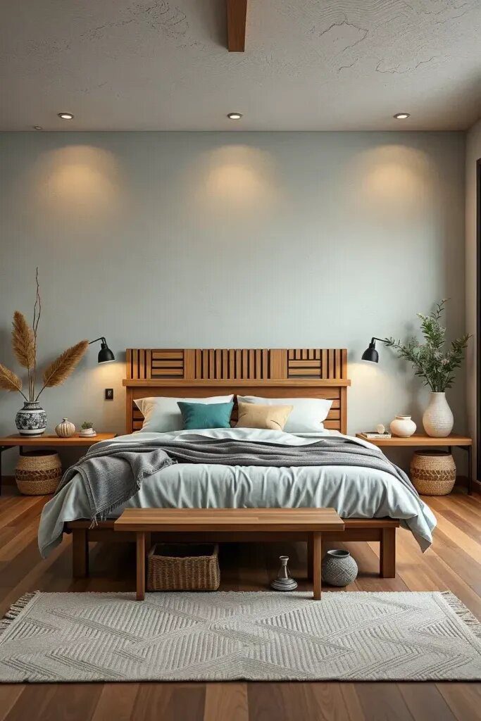 Textured Statement Walls in Japandi Style
