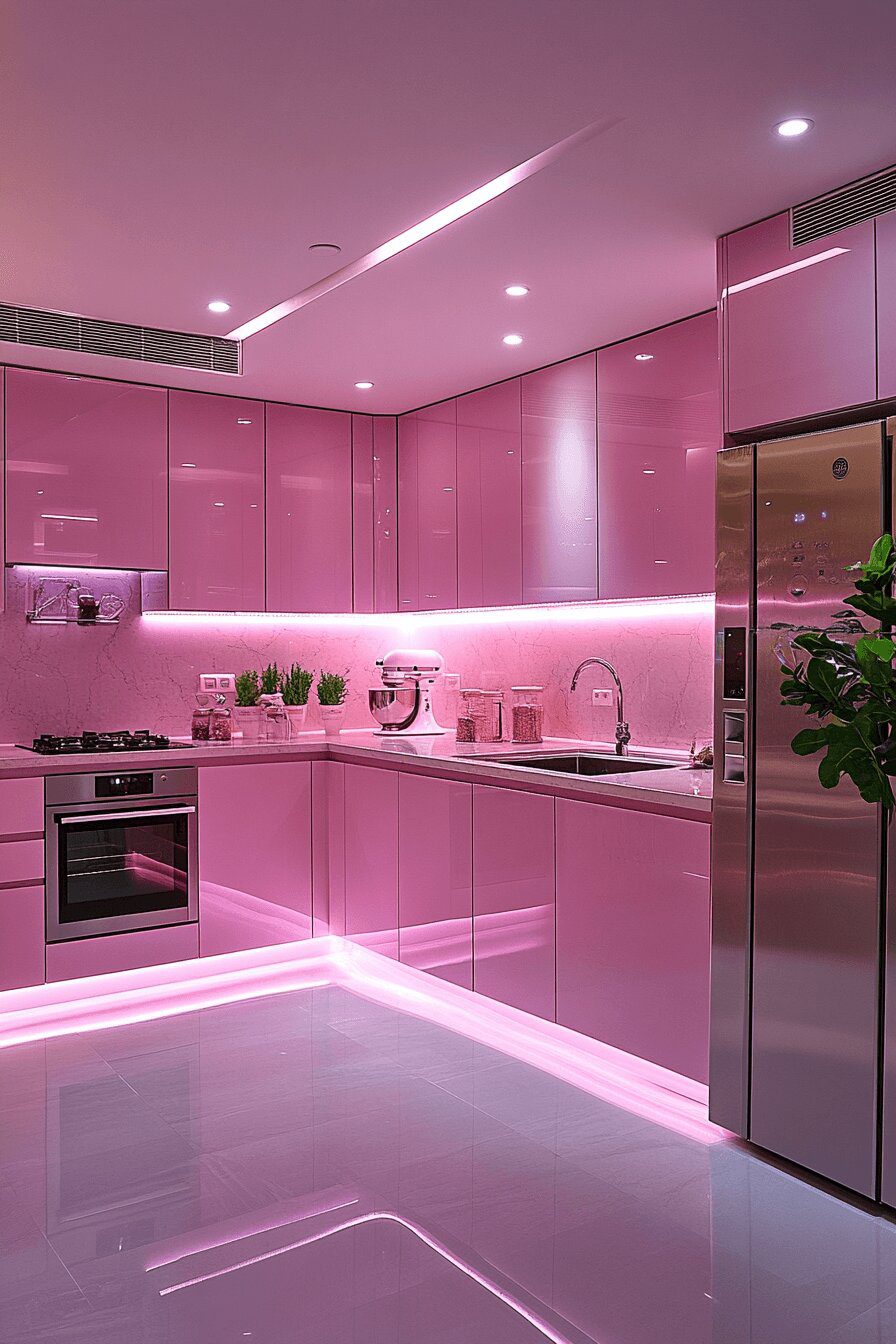 4. Rose Glow Modern Kitchen