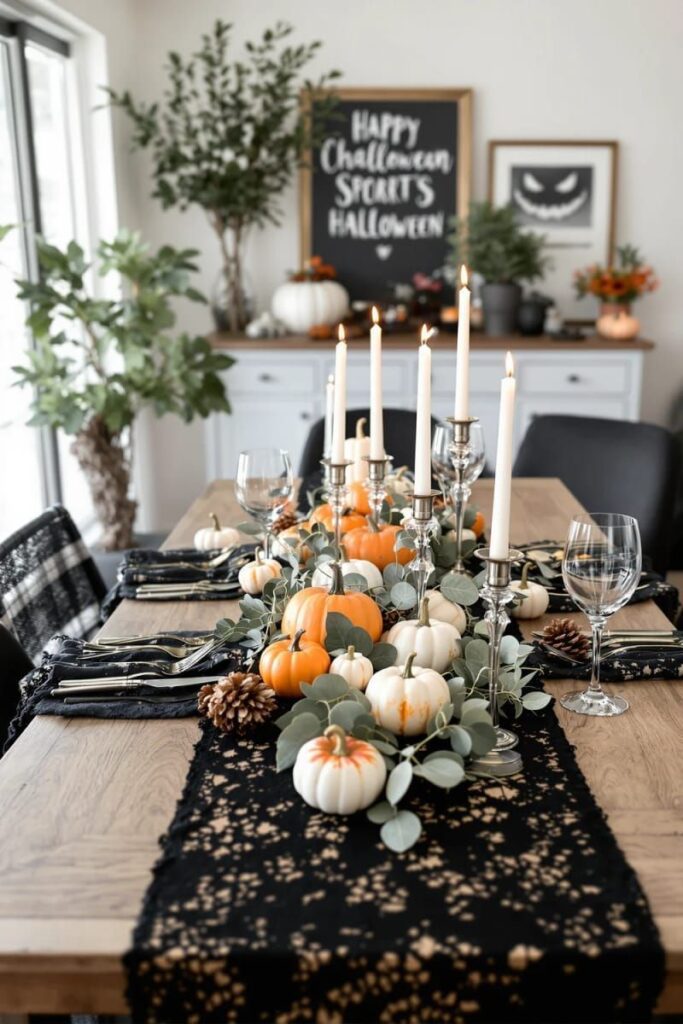 8. Black Lace Runners with Mini Pumpkins - photo 3