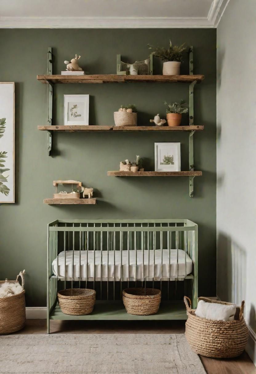 22. Wood Shelves in Sage Green