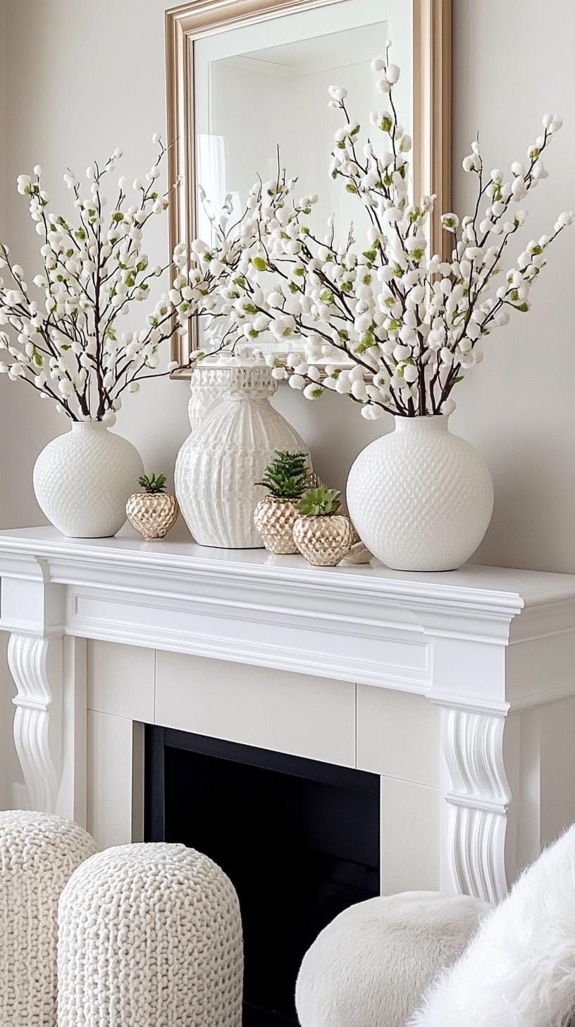 11. Winter White Mantle Decor Ideas - photo 3