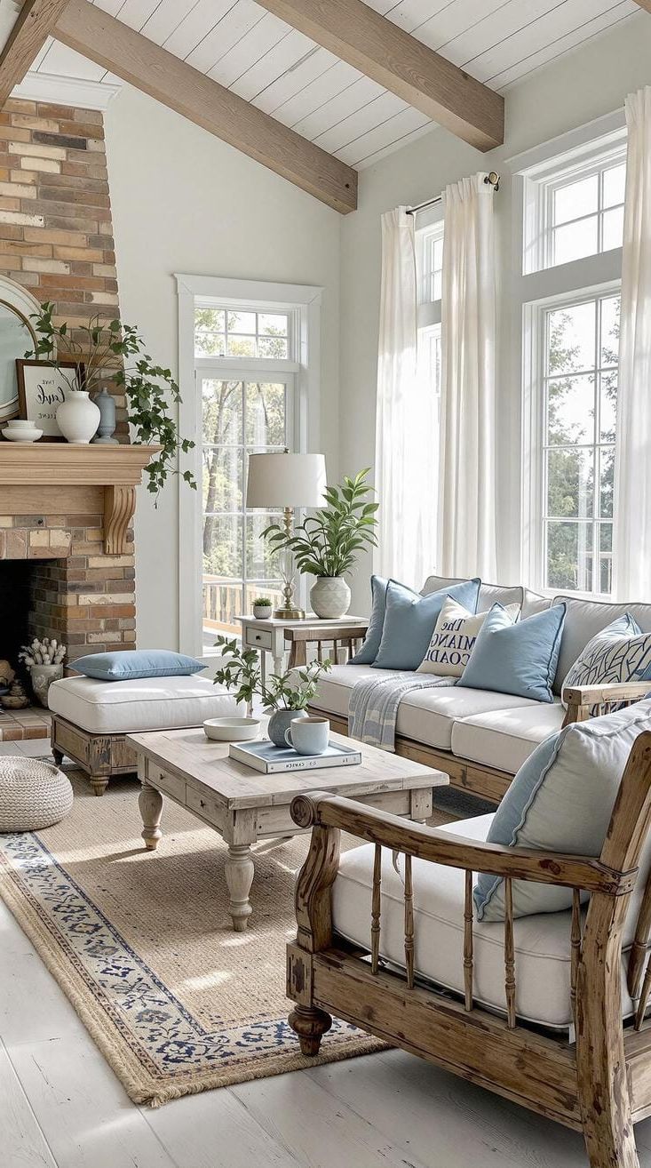 1. Weathered Wood Furniture with Soft Blue Accents - photo 3