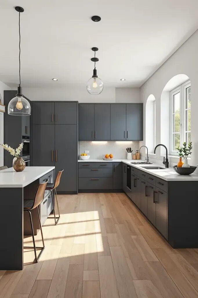 Matte Gray Cabinets for Minimalist Kitchens