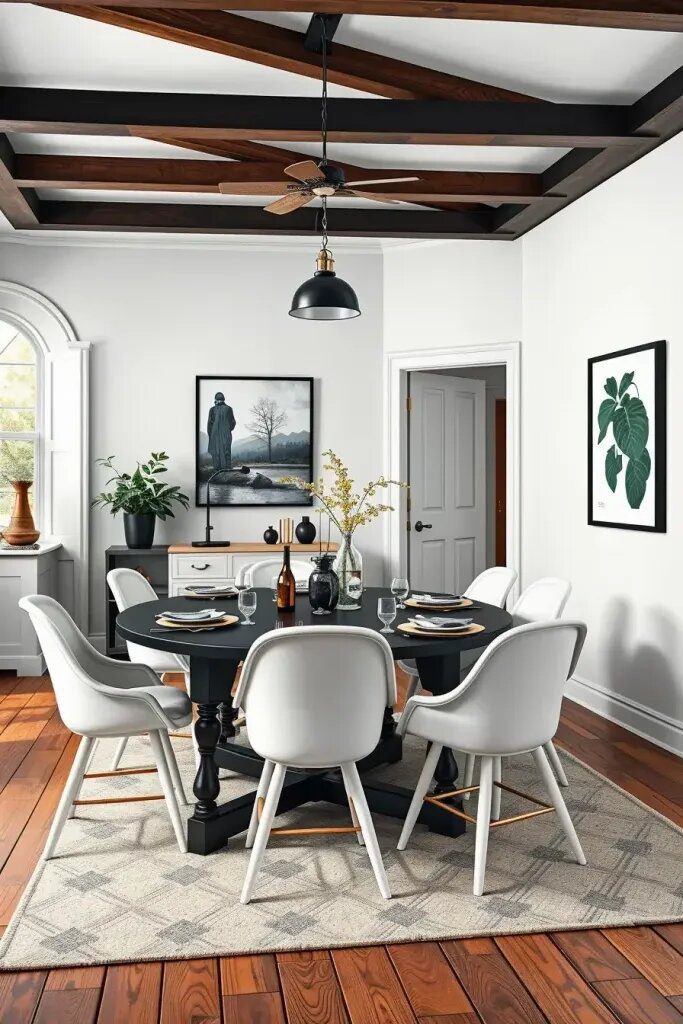 Black and White Farmhouse Dining Room Ideas